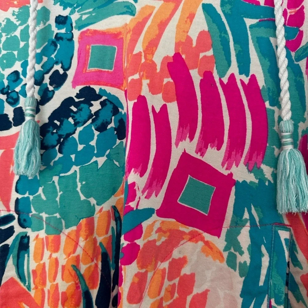 Lilly Pulitzer Pastel pinneapple XS  Long Sleeve hooded beach cover up - Picture 4 of 7